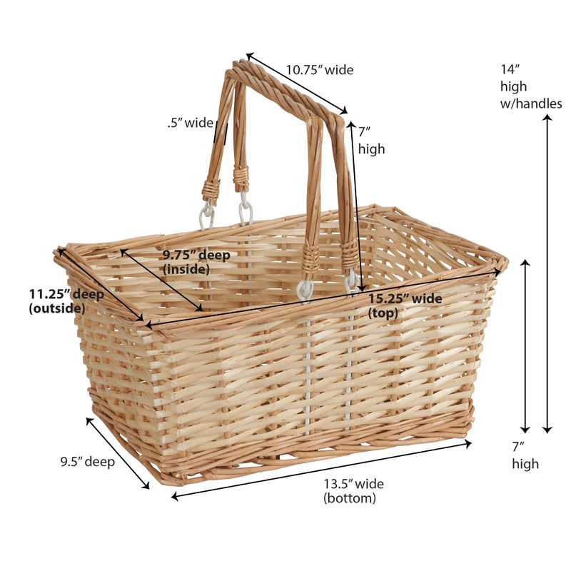 Household Essentials Woven Market Basket, Handwoven Willow Weave, Stylish Handles with Durable Metal Anchors, Classic and Versatile, Attractive, Spacious, Lightweight, Natural - Image 3
